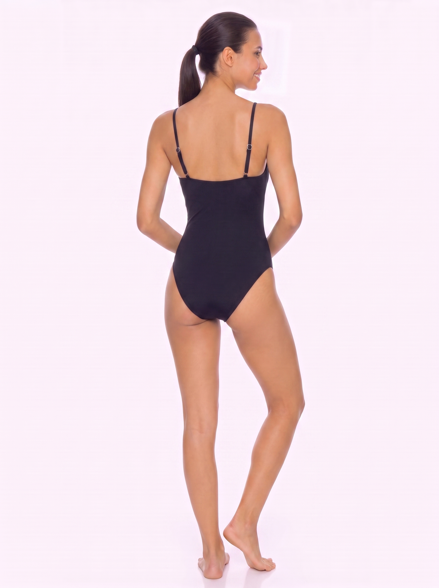 Adjustable Thin Strap Ring Detail One Piece Swimsuit
