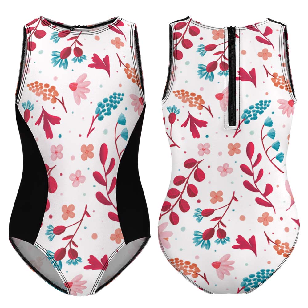 Girls' High-Neck Racerback Zip One-Piece Swimsuit, product view 7