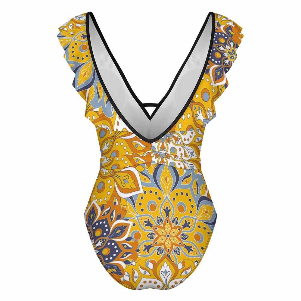 Deep V-Neck Wide-Strap One-Piece Swimsuit, product view 5