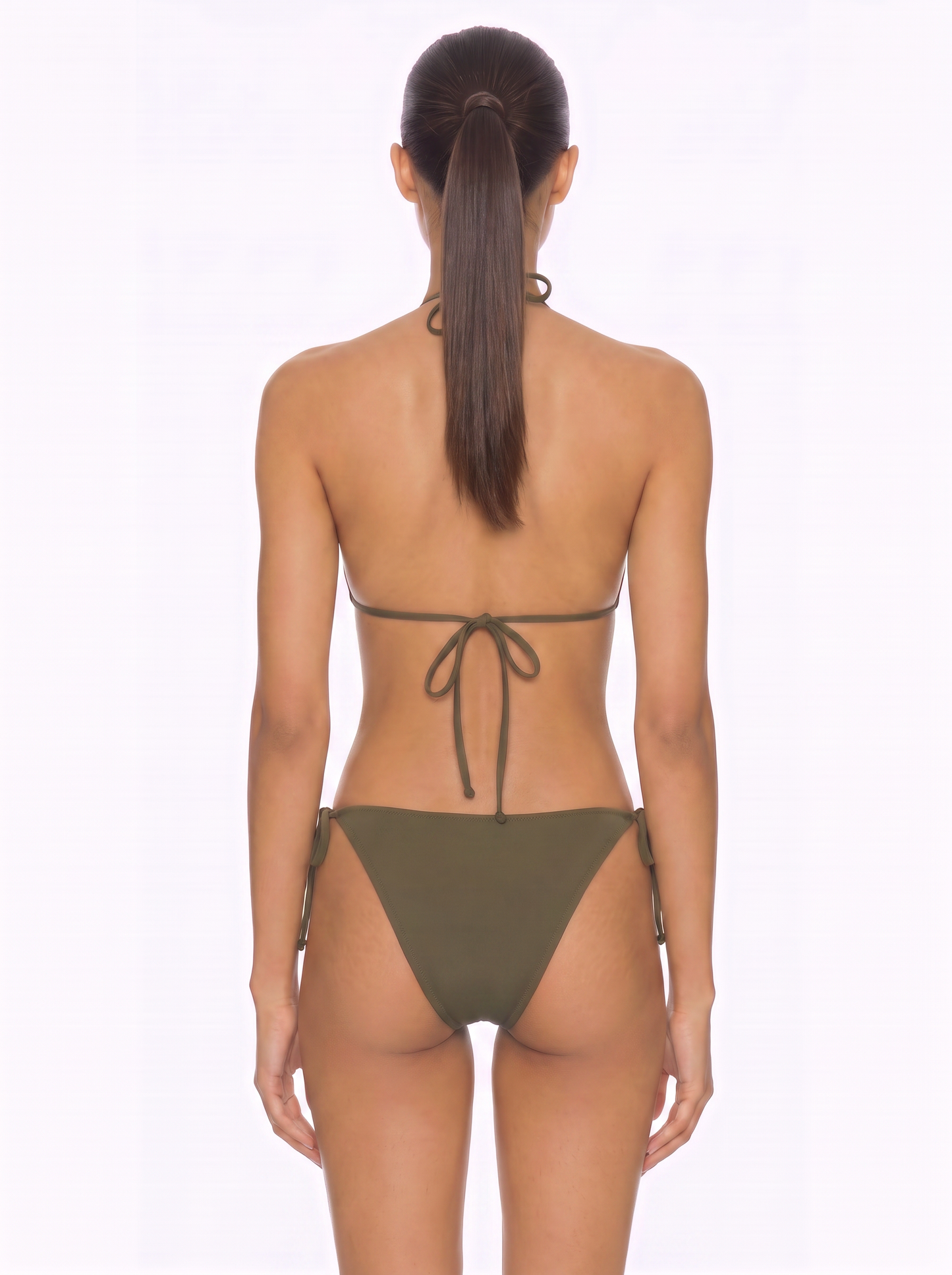 Triangle Bikini Set with V-Neck Halter Top and Ring Details