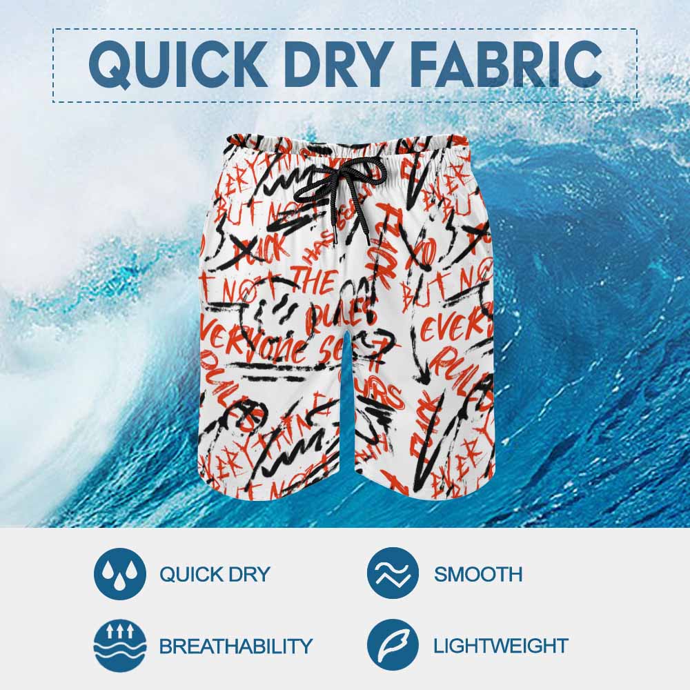Men's Elastic-Waist Peach-Skin Board Shorts, product view 7