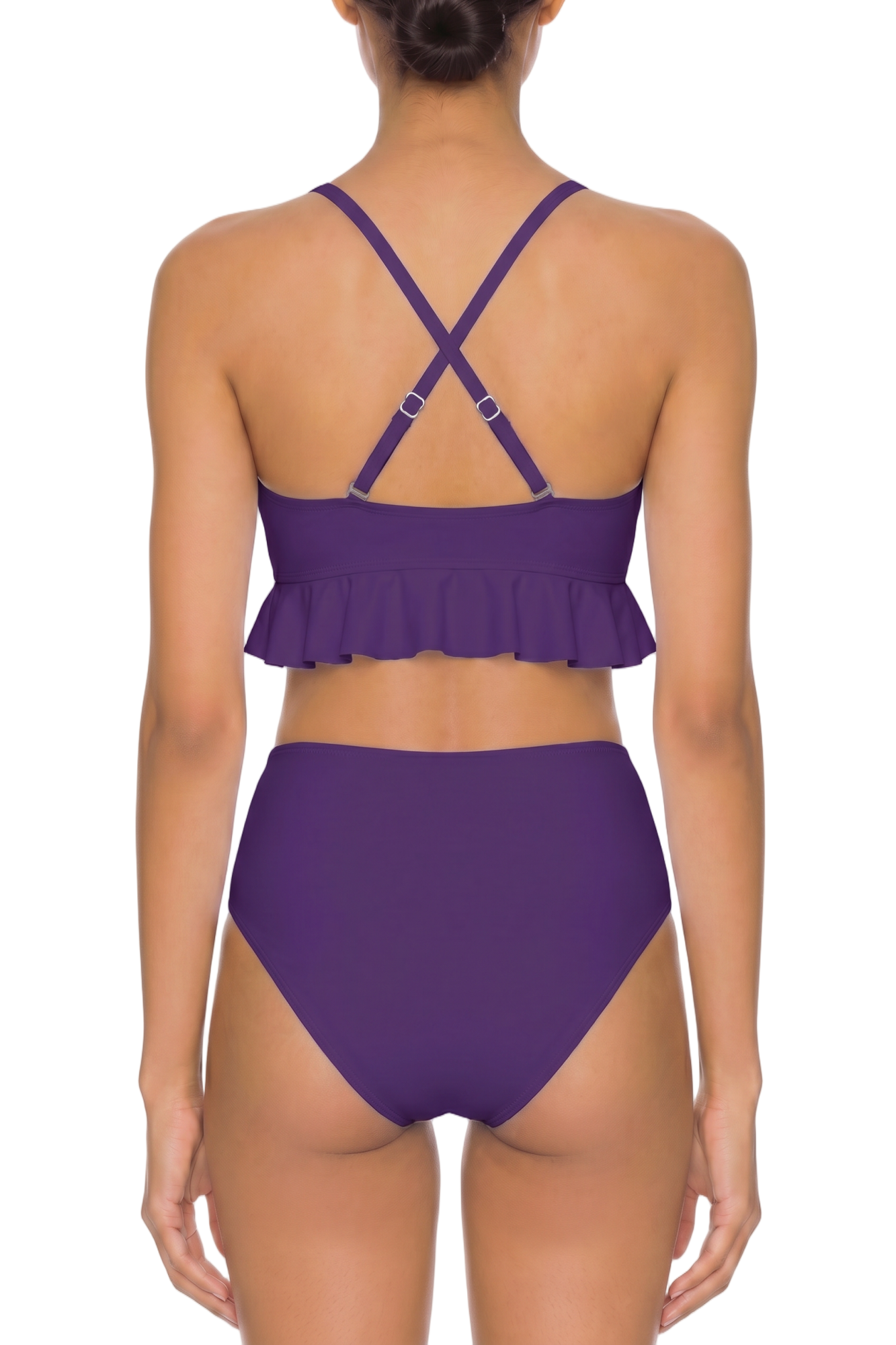 Ruffle Hem Cross-Back Bikini Top | SWBKT023