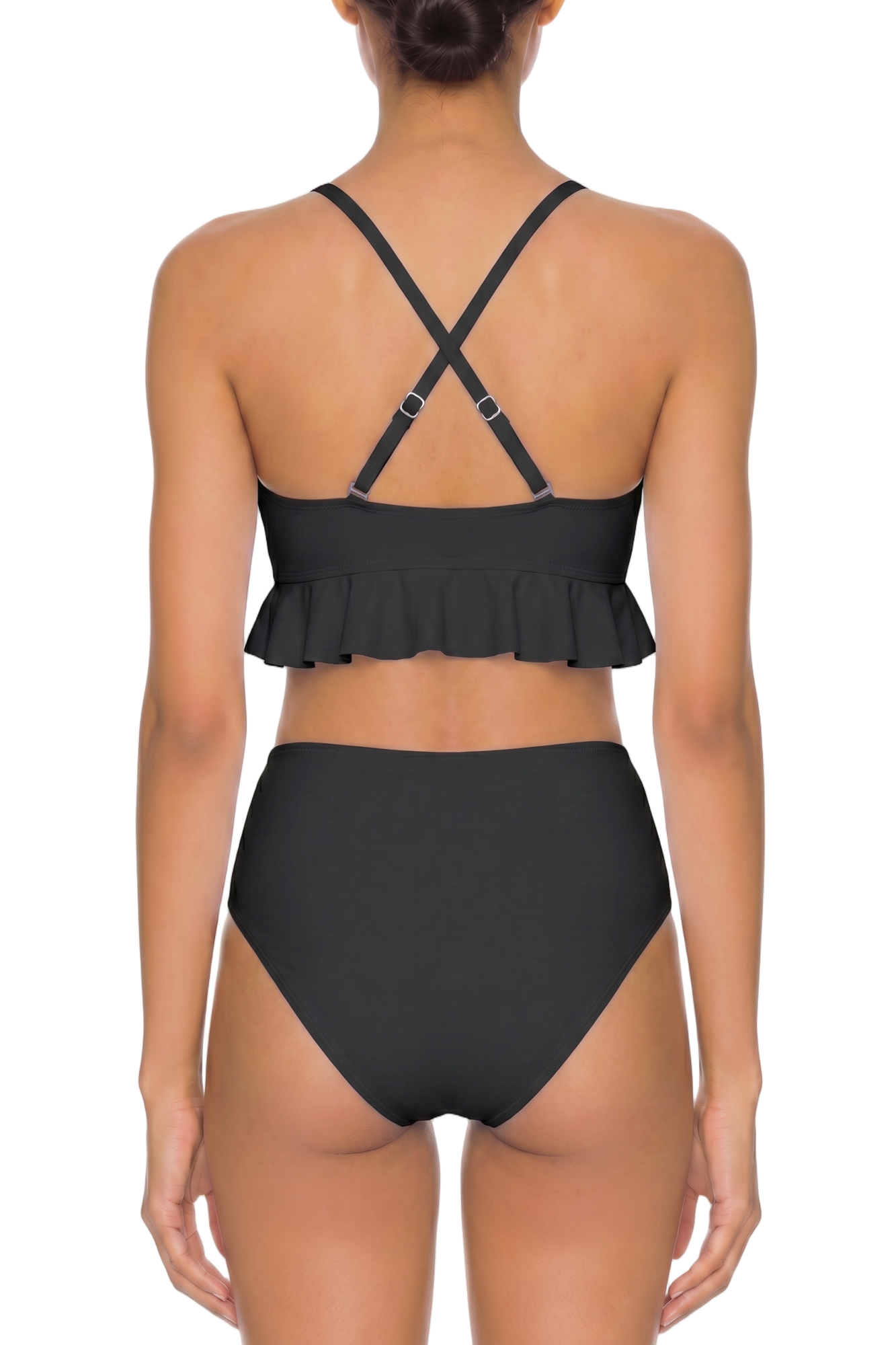 Ruffle Hem Cross-Back Bikini Top | SWBKT023