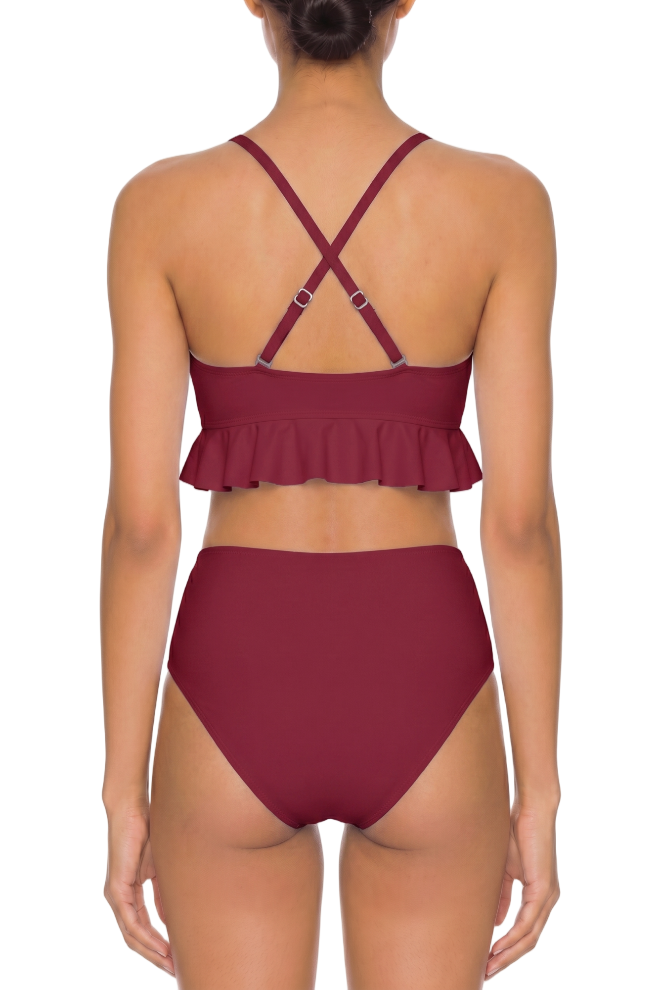 Ruffle Hem Cross-Back Bikini Top | SWBKT023