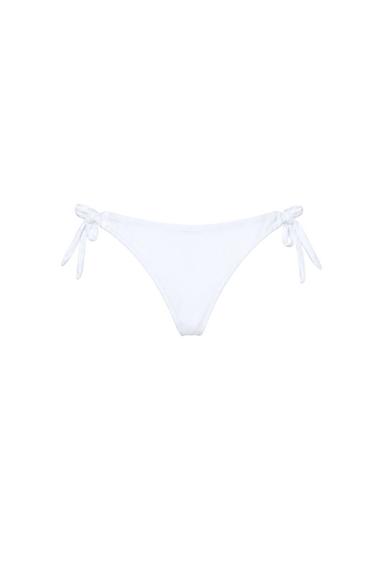 fabric:matte polyester | view:01 | White tie-side bikini bottom shown front view on a white background