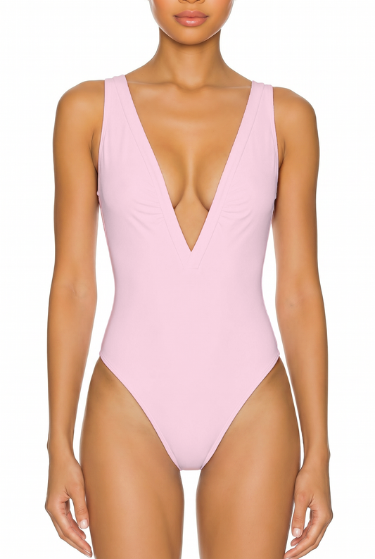 Deep V-Neck Low Back One-Piece | SWOP025