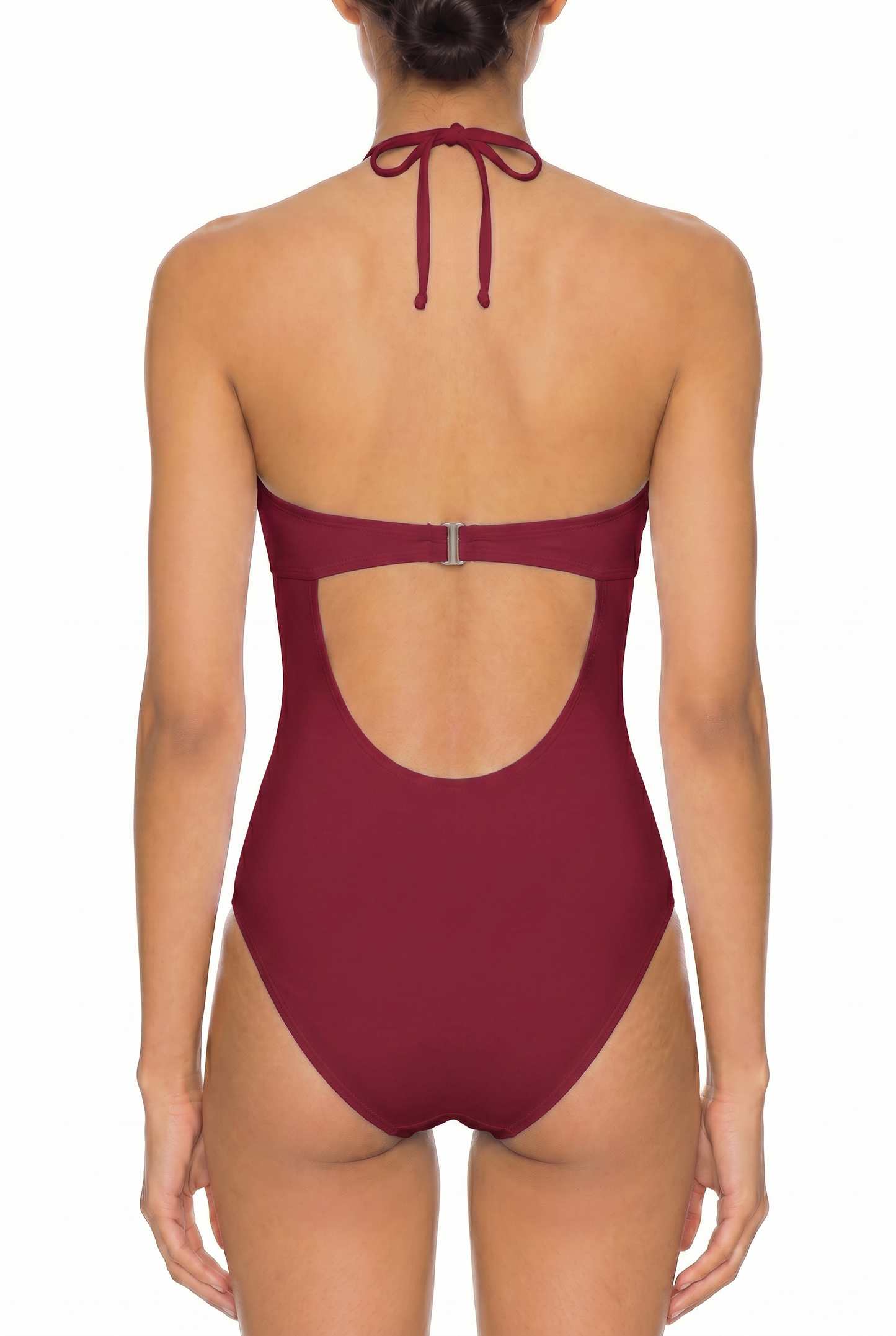 Halter V-Neck Open Back One-Piece | SWOP027