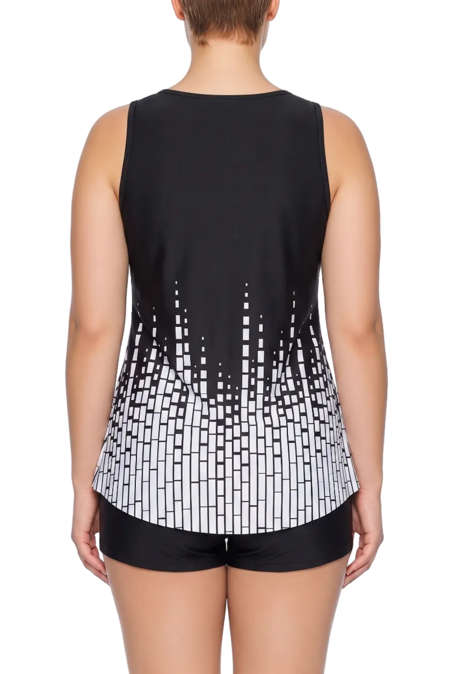 Relaxed-Fit Scoop Neck Tankini Top with Self-Tie Drawstring | SWPLT012