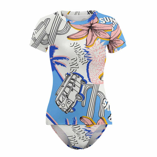 Short-Sleeve Ruched Two-Piece Swimsuit, product view 2