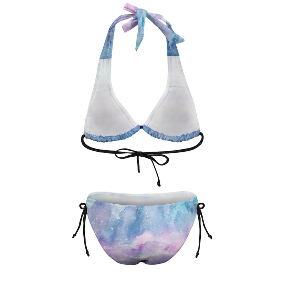 Wide-Strap Lace-Up Low-Rise Bikini Set, product view 9