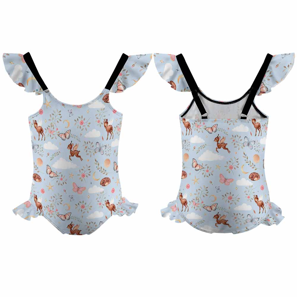 Girls' Flutter-Sleeve Open-Back One-Piece Swimsuit, product view 8