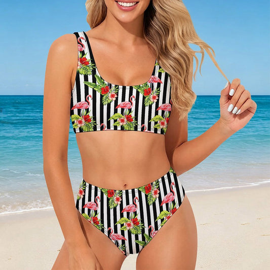 Scoop-Neck Sport High-Waisted Bikini Set, product view 2
