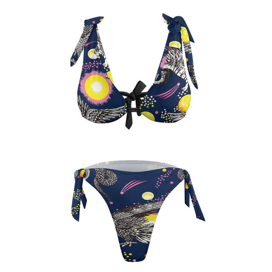 Shoulder-Tie Plunge Bikini Set, product view 2