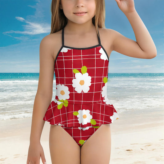 Girls' Square-Neck Cami One-Piece Swimsuit, product view 2