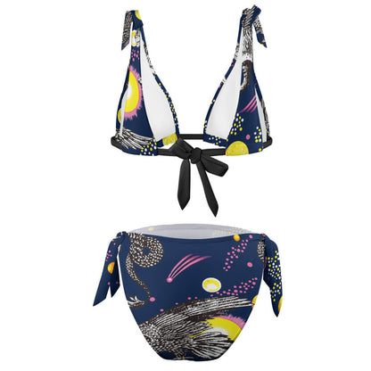 Shoulder-Tie Plunge Bikini Set, product view 3