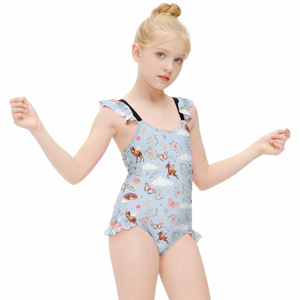 Girls' Flutter-Sleeve Open-Back One-Piece Swimsuit, product view 7