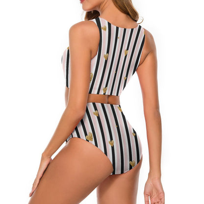 High-Neck Lace-Up High-Waisted Bikini Set, product view 4