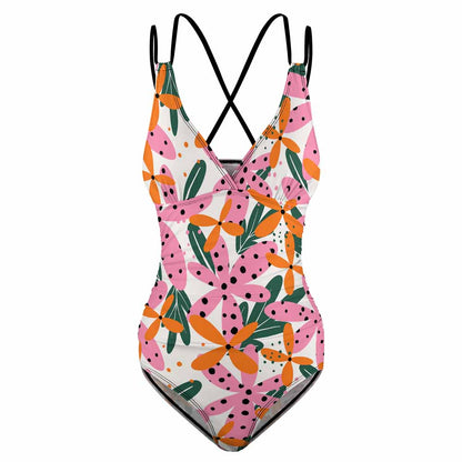 Scoop-Neck Lace-Up Side One-Piece Swimsuit, product view 6