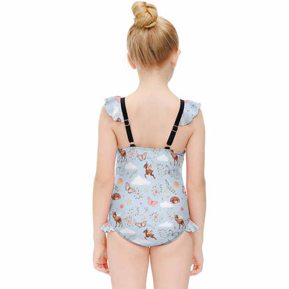 Girls' Flutter-Sleeve Open-Back One-Piece Swimsuit, product view 5