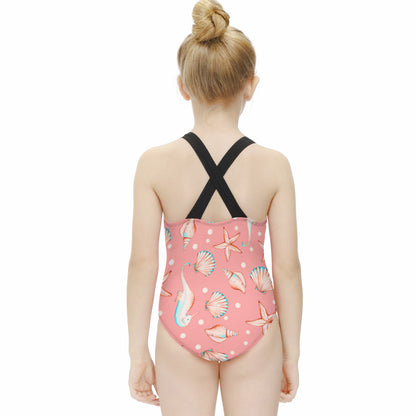 Girls' Cross-Back V-Neck One-Piece Swimsuit, product view 4
