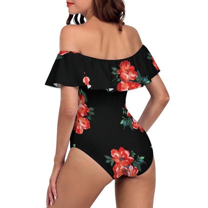 Off-Shoulder Flounce One-Piece Swimsuit, product view 3