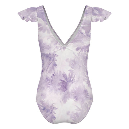 Flutter-Sleeve V-Neck One-Piece Swimsuit, product view 6