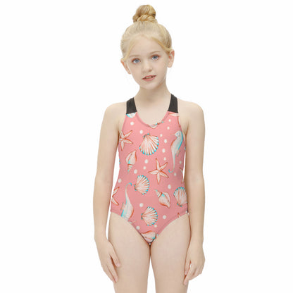 Girls' Cross-Back V-Neck One-Piece Swimsuit, product view 3