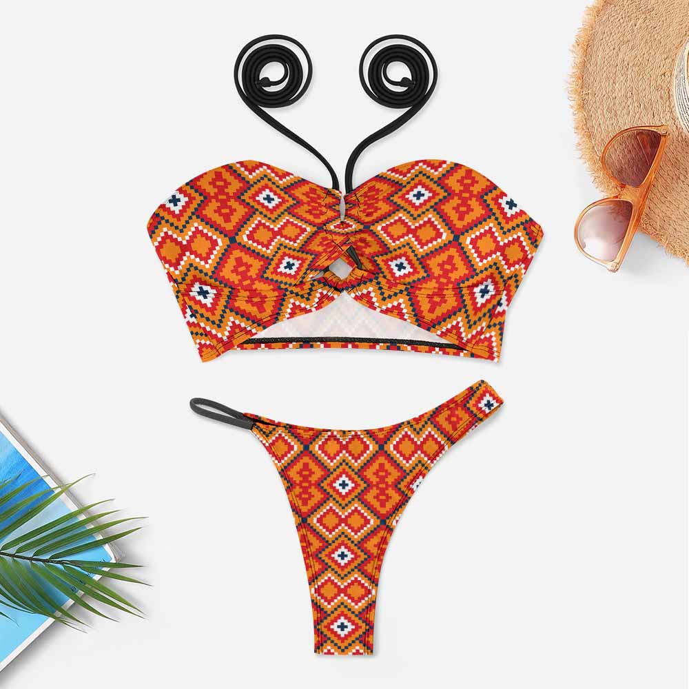Crisscross Halter High-Waisted Bikini Set, product view 3