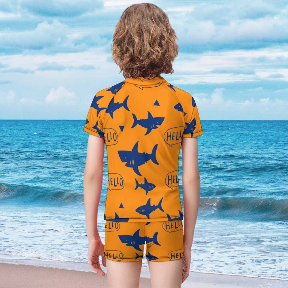 Kids' Short-Sleeve Rash Guard Swim Set, product view 4