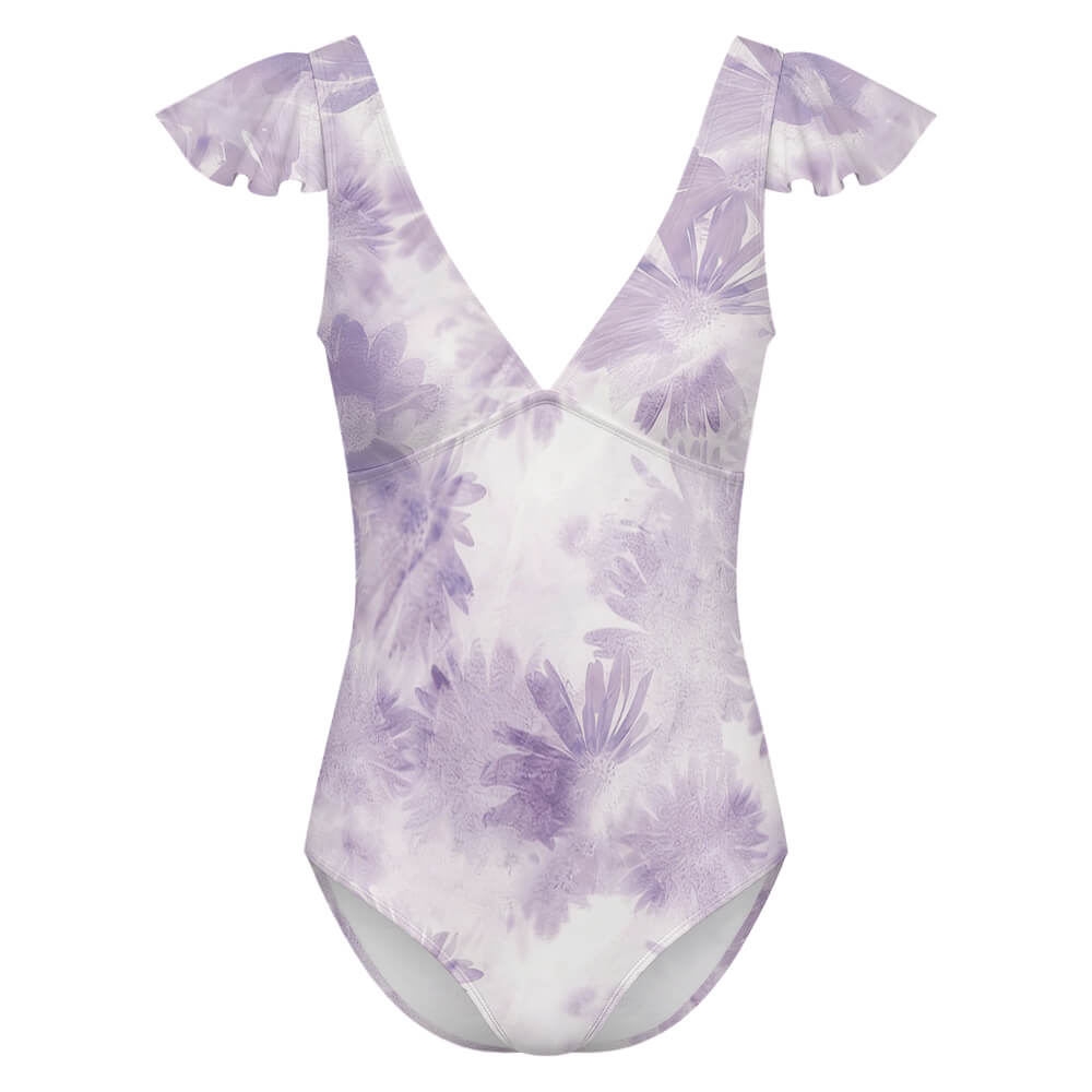 Flutter-Sleeve V-Neck One-Piece Swimsuit, product view 5