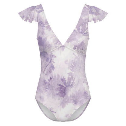 Flutter-Sleeve V-Neck One-Piece Swimsuit, product view 5