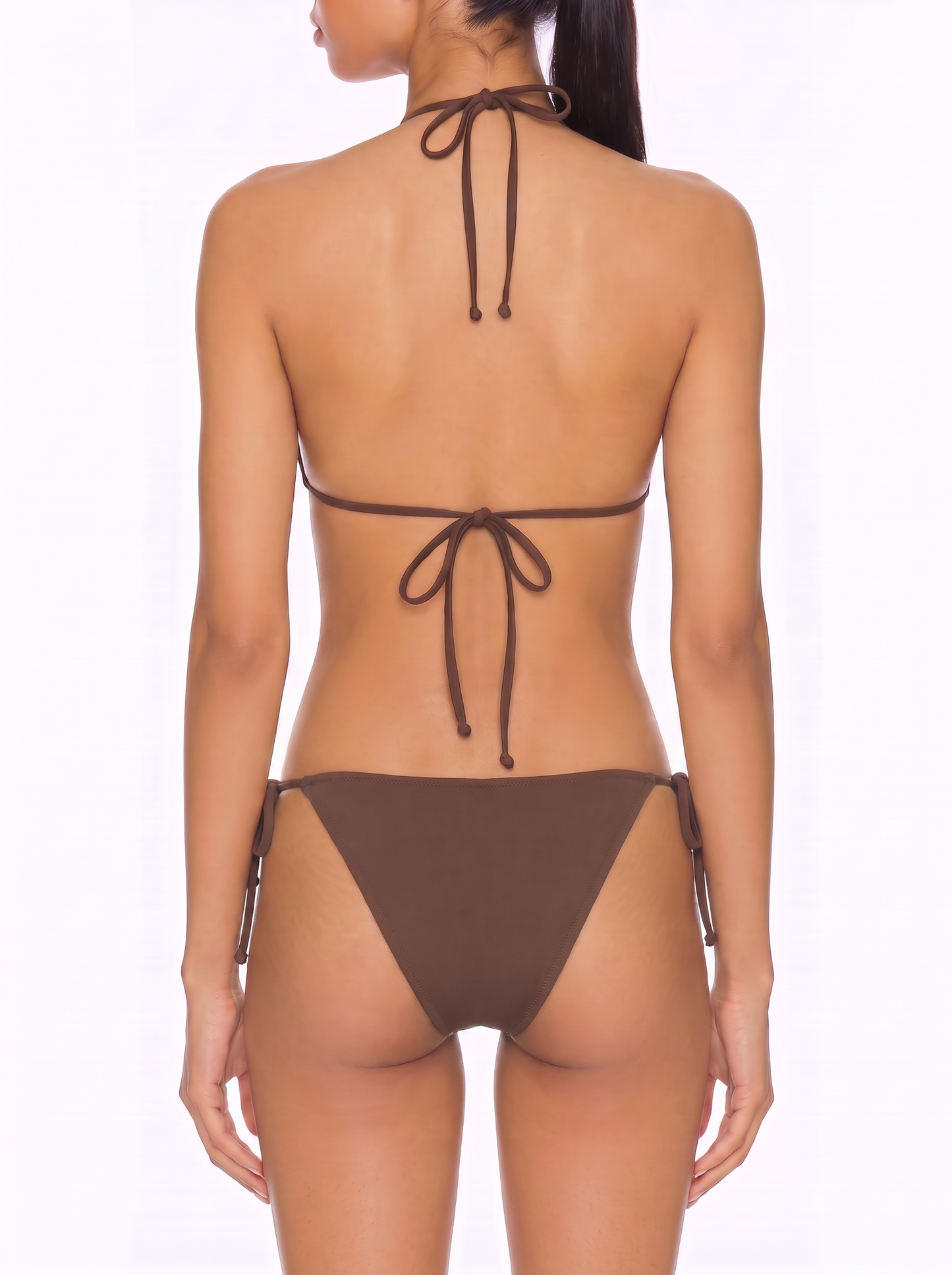 Triangle Bikini Set with V-Neck Halter Top and Ring Details