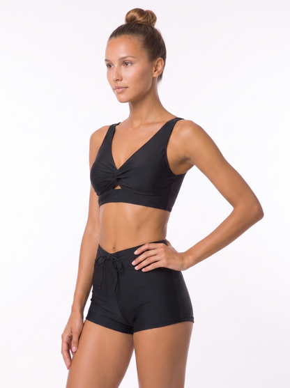 Twist-Front Tank Top & Drawstring Boy Shorts Set