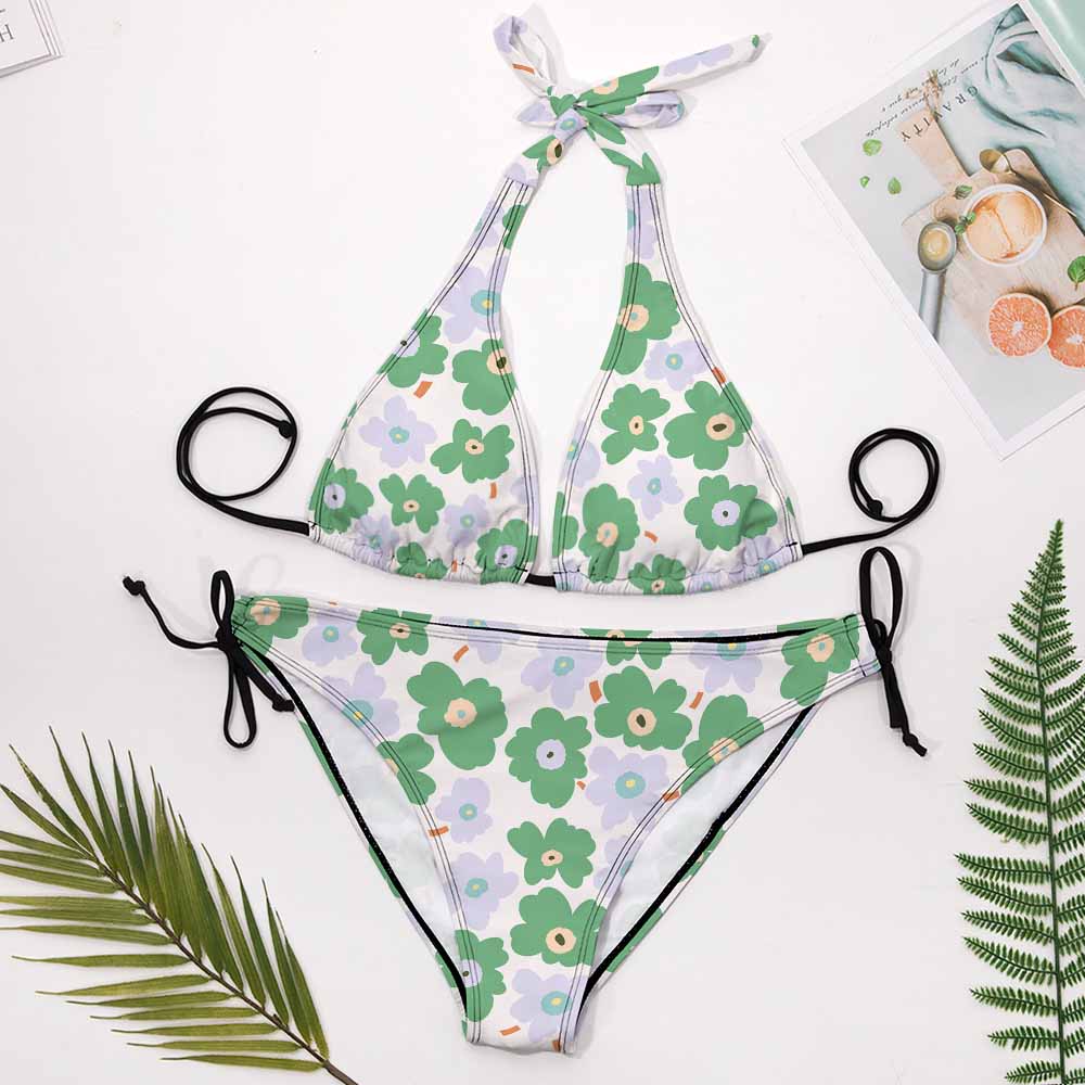 Plus-Size Wide-Strap Lace-Up Bikini Set, product view 3