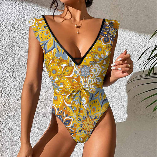 Deep V-Neck Wide-Strap One-Piece Swimsuit, product view 2