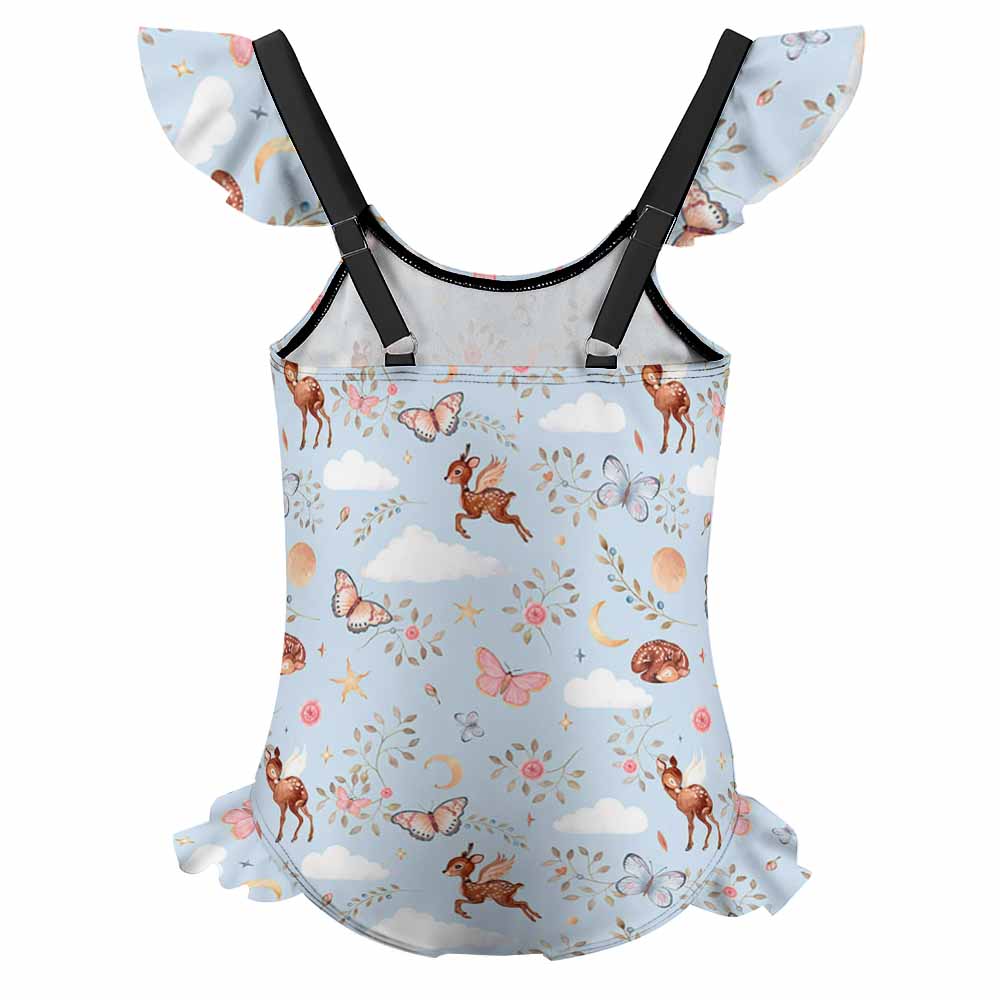 Girls' Flutter-Sleeve Open-Back One-Piece Swimsuit, product view 3
