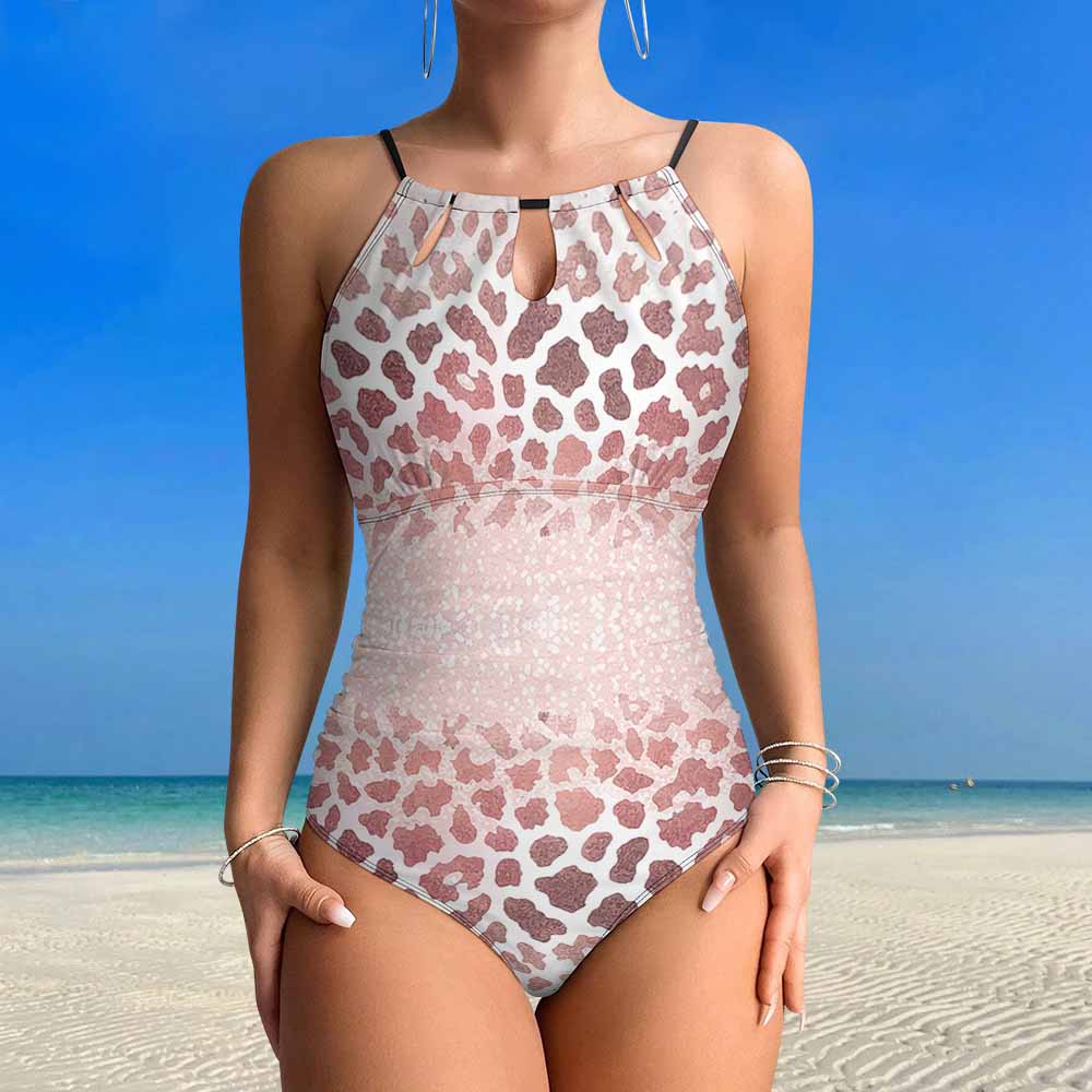 High-Neck Mesh-Panel One-Piece Swimsuit, product view 2