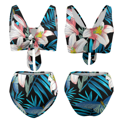 Tie-Front Halter High-Waisted Bikini Set, product view 9