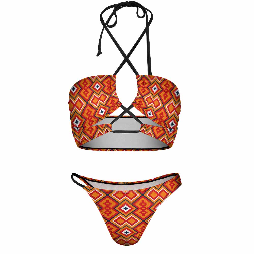 Crisscross Halter High-Waisted Bikini Set, product view 4