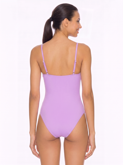 Adjustable Thin Strap Ring Detail One Piece Swimsuit