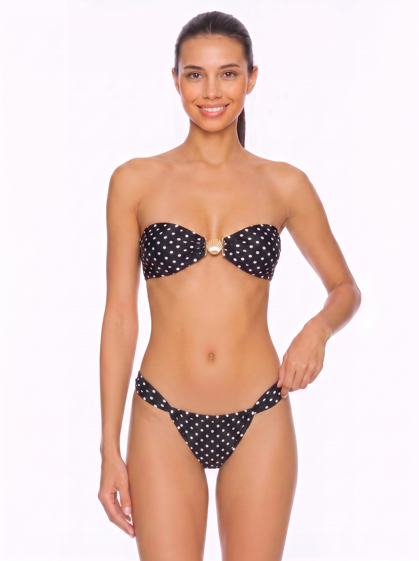Bandeau Bikini Set with Shell Hardware