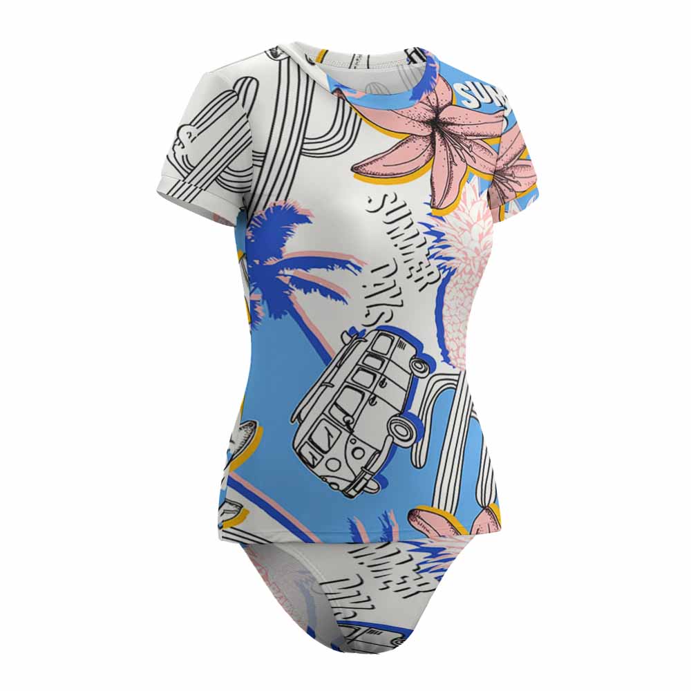 Short-Sleeve Ruched Two-Piece Swimsuit, product view 3
