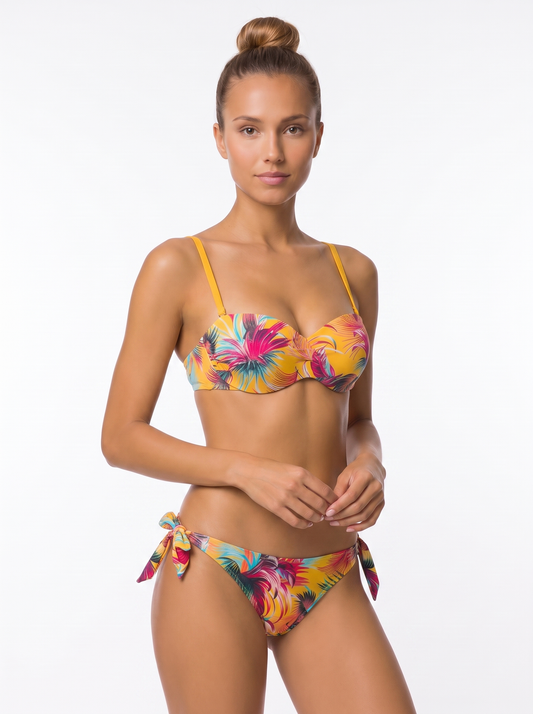 Yellow Tropical Bustier Bikini Set