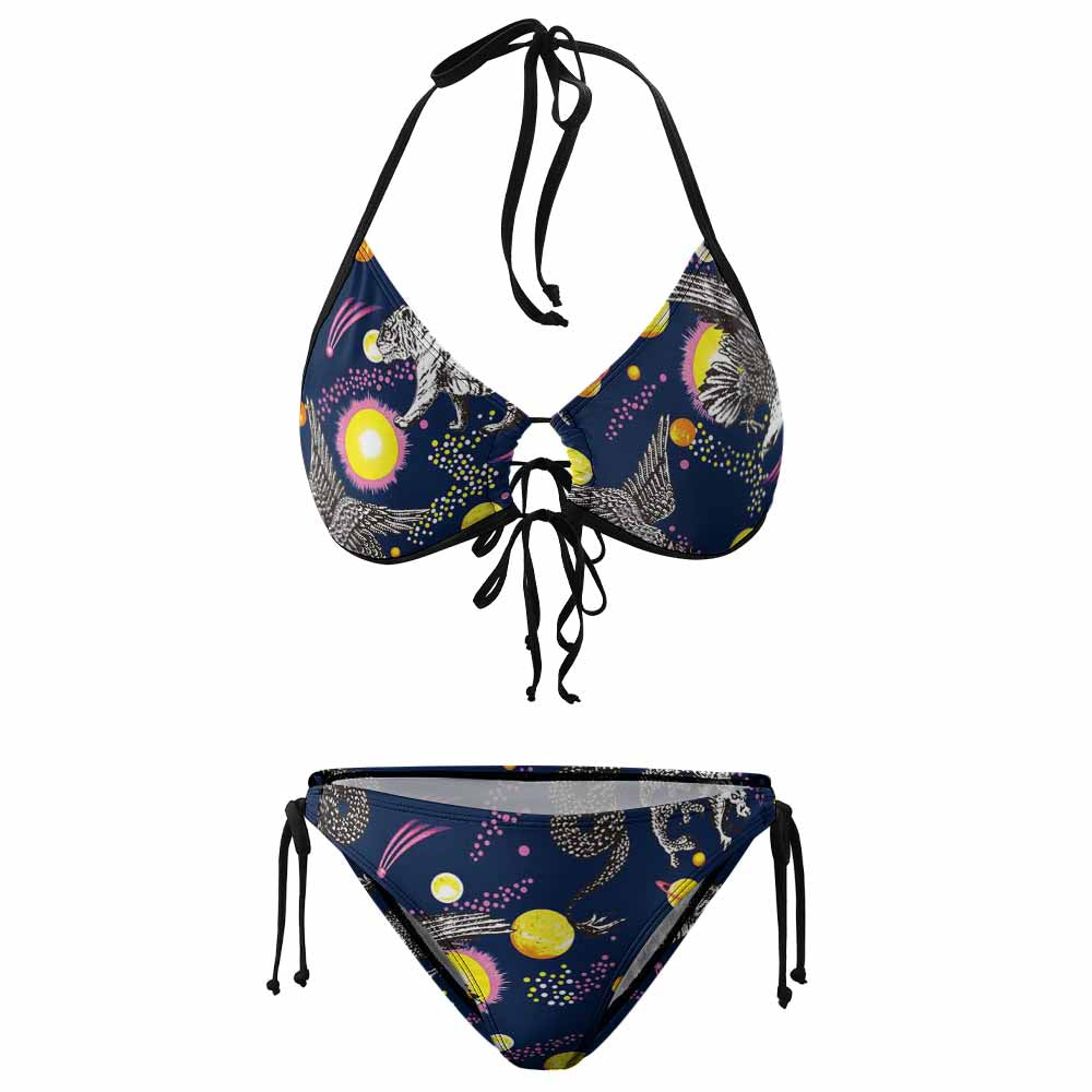 Ruched Lace-Up Triangle Bikini Set, product view 7