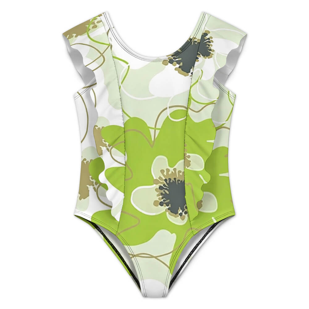 Girls' Flutter-Sleeve Scoop-Neck One-Piece Swimsuit, product view 3