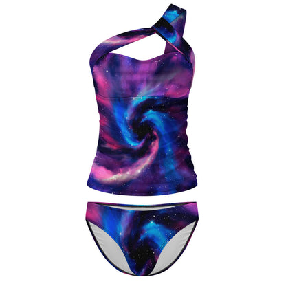 One-Shoulder Longline Bandeau Bikini Set, product view 4