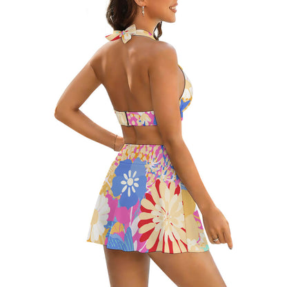 V-Neck Skirted High-Waisted Bikini Set, product view 3