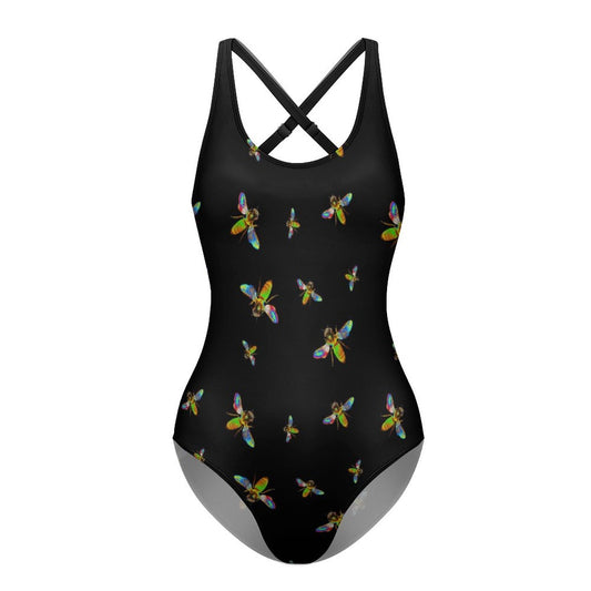 Cross-Back Scoop-Neck One-Piece Swimsuit