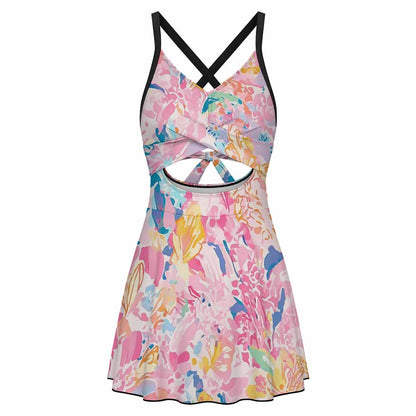 Cross-Front Cutout Swim Dress, product view 4