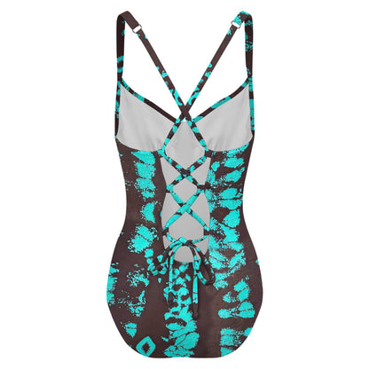 Square-Neck Lace-Up One-Piece Swimsuit, product view 5
